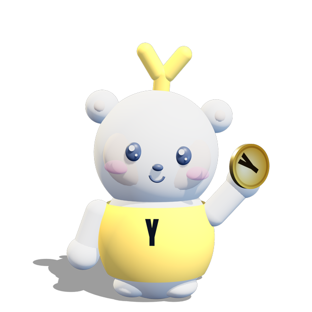 Yeeti, the Yeetery mascot, throwing a gold Y coin